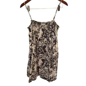 Lucky Brand Womens Black & Cream Cotton Smocked Sundress Sz Medium Lined Pockets
